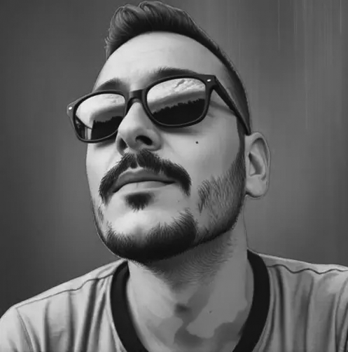 Black and white portrait illustration
